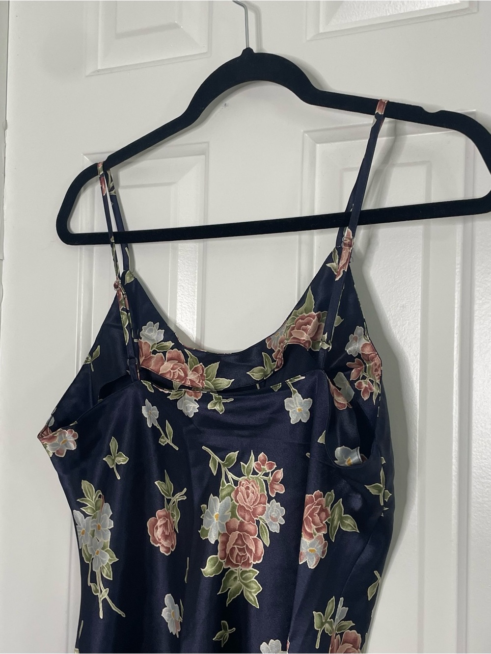 Vintage Navy Blue Floral Slip Nightie Size S - Picture 6 of 7